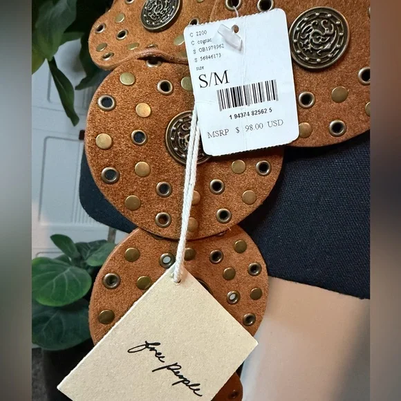 SOLD ALREADY Free People Brown Round Studded Belt - Picture 4 of 10